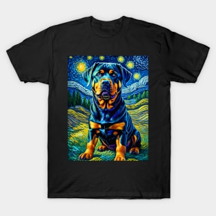 Rottweiler in starry night T-Shirt